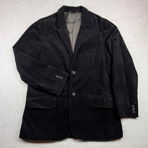 Vtg Y2K GAP Cotton Blazer Sport Coat Jacket Men XL 46R Black Tailored Academia - Picture 2 of 16